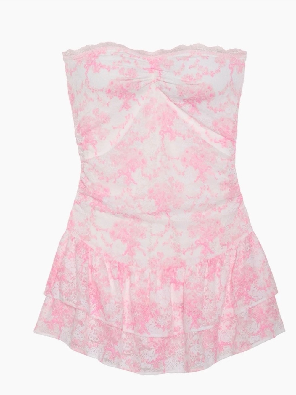 LoveShackFancy X Pink Collab. NWT Strapless Tiered Mini Dress Size M